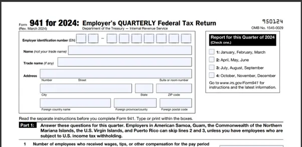 Form 941: Employer’s Quarterly Federal Tax Return